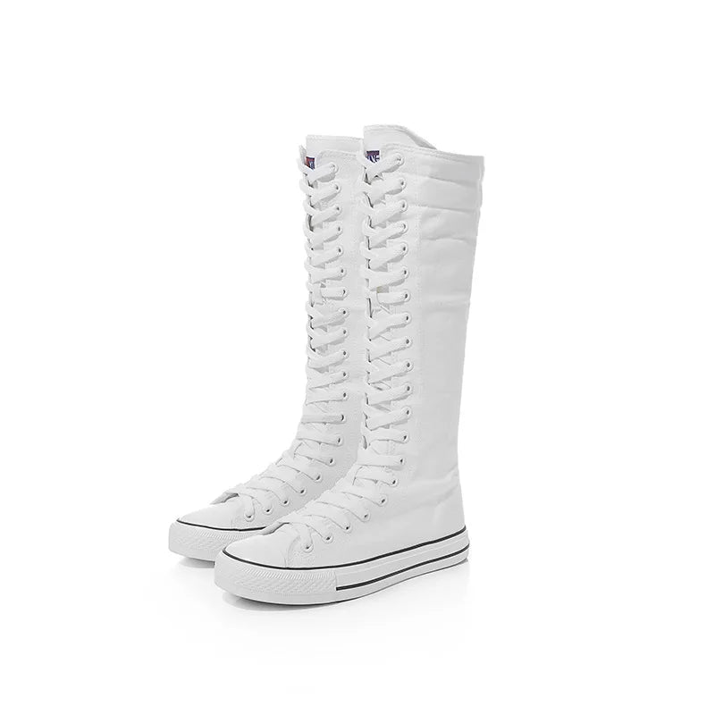 Funki Findz | Boots | Women's Long Lace Up Zipper Canvas Boot