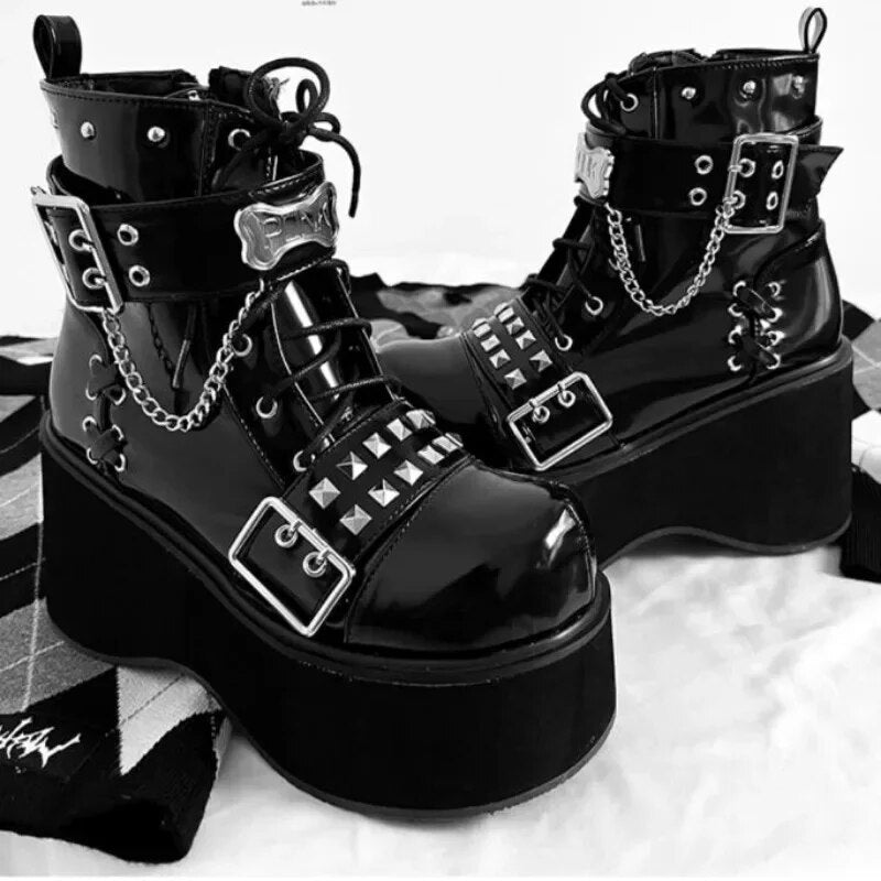 Funki Findz | Boots | Women's Gothic Platform Cosplay Wedges