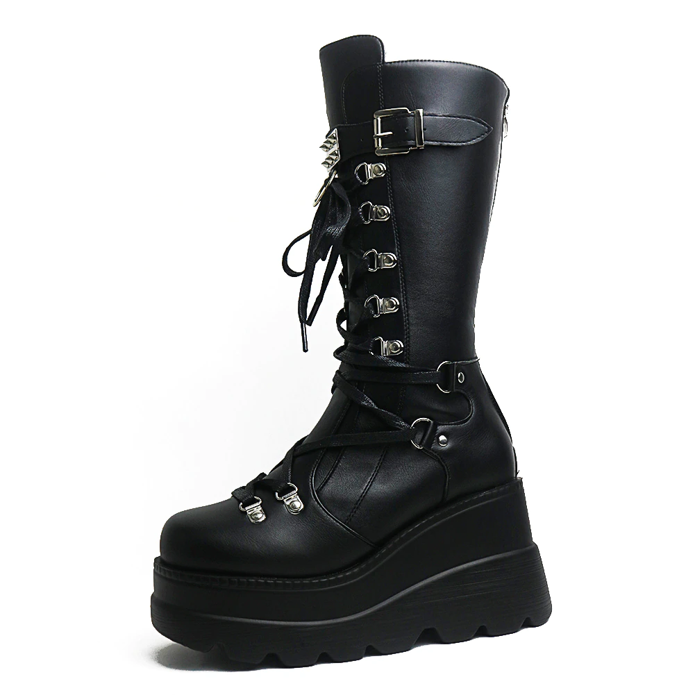 Funki Findz | Boots | Women's Punk High Platform Wedge Boots