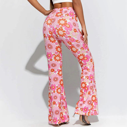 Funki Findz | Pants | Women's Funky Floral Boho Flared Trousers