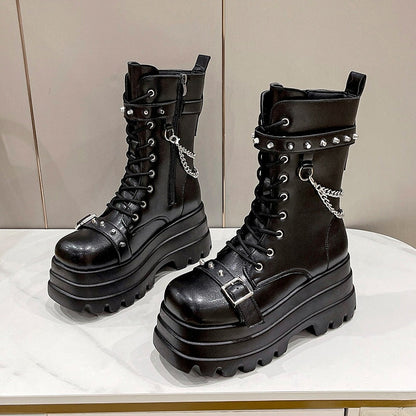 Funki Findz | Boots | Women's Gothic Square Toe Platform Boots