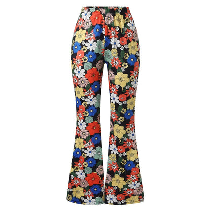Funki Findz | Pants | Women's Funky Floral Boho Flared Trousers