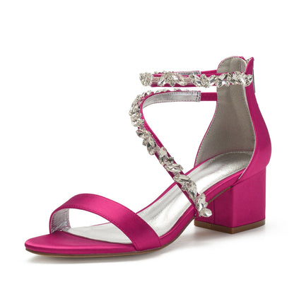 Funki Findz | Shoes | Women's Crystal Satin Low Prom Sandals