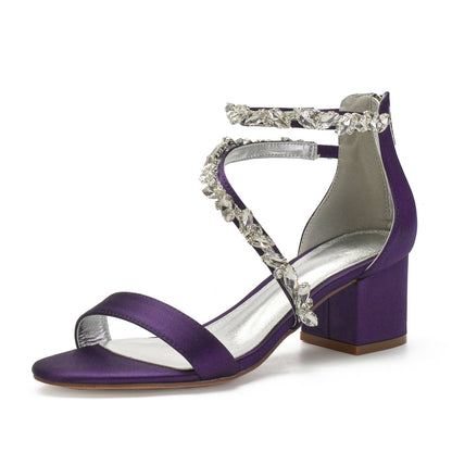 Funki Findz | Shoes | Women's Crystal Satin Low Prom Sandals