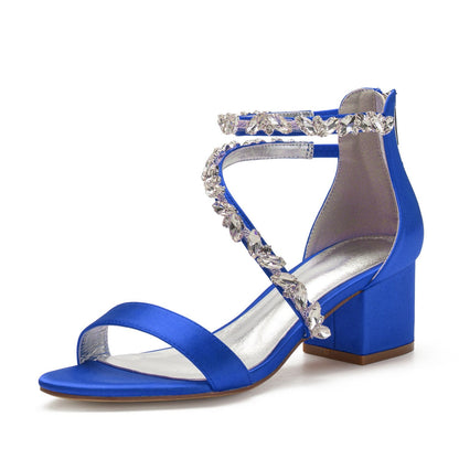 Funki Findz | Shoes | Women's Crystal Satin Low Prom Sandals