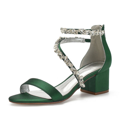 Funki Findz | Shoes | Women's Crystal Satin Low Prom Sandals