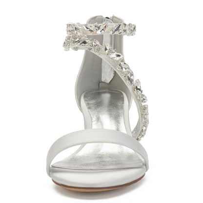 Funki Findz | Shoes | Women's Crystal Satin Low Prom Sandals