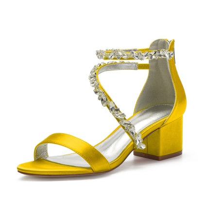 Funki Findz | Shoes | Women's Crystal Satin Low Prom Sandals