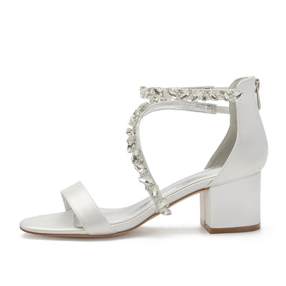 Funki Findz | Shoes | Women's Crystal Satin Low Prom Sandals