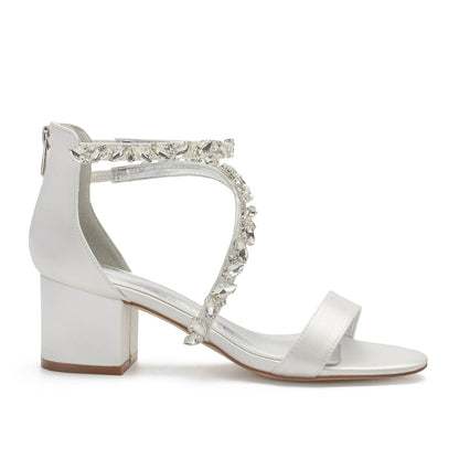 Funki Findz | Shoes | Women's Crystal Satin Low Prom Sandals