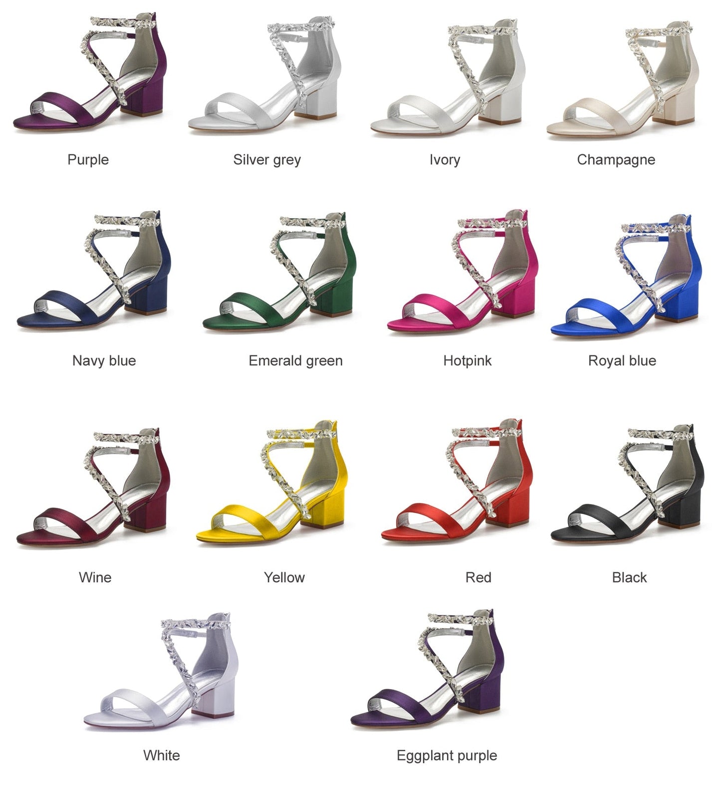 Funki Findz | Shoes | Women's Crystal Satin Low Prom Sandals