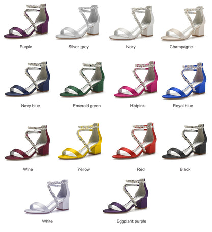Funki Findz | Shoes | Women's Crystal Satin Low Prom Sandals