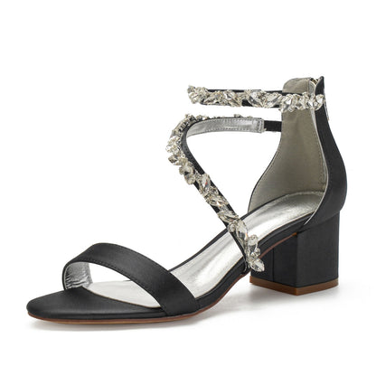 Funki Findz | Shoes | Women's Crystal Satin Low Prom Sandals