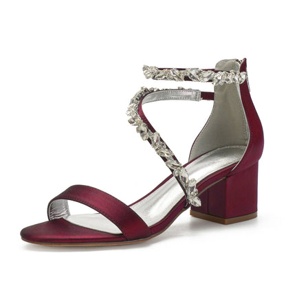 Funki Findz | Shoes | Women's Crystal Satin Low Prom Sandals