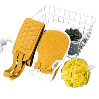 Funki Findz | Back Scrubber | Loofah Sponge Bath Brush Set 3Pc