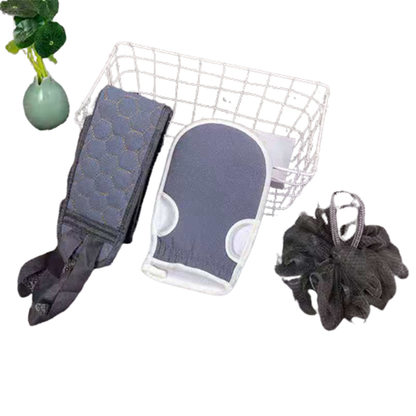 Funki Findz | Back Scrubber | Loofah Sponge Bath Brush Set 3Pc