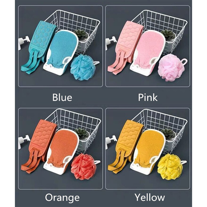 Funki Findz | Back Scrubber | Loofah Sponge Bath Brush Set 3Pc