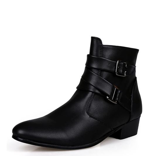 Funki Findz | Boots | Men's Buckle Strap Block Heel Dress Boots
