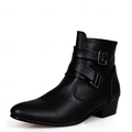 Funki Findz | Boots | Men's Buckle Strap Block Heel Dress Boots