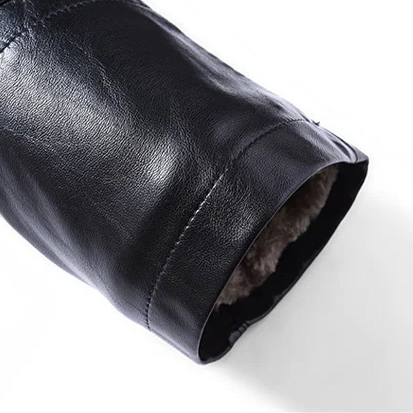 Funki Findz | Jackets | Men's Real Leather Warm Fur Collar Coat