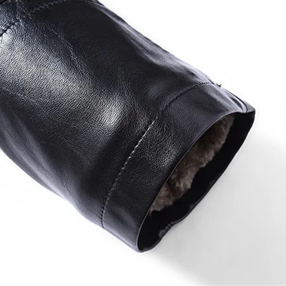 Funki Findz | Jackets | Men's Real Leather Warm Fur Collar Coat