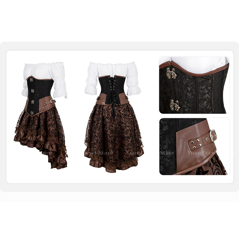 Funki Findz | Dresses | Women's Steampunk Top Corset Skirt Set