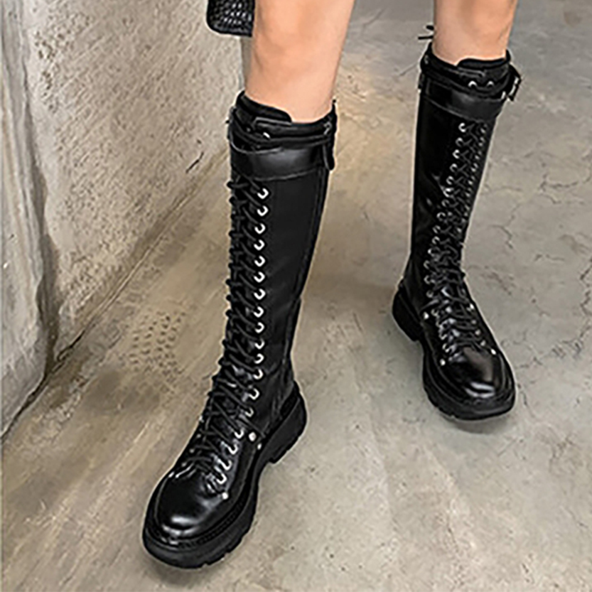 Funki Findz | Boots | Women's White Knee High Lace Up Boots