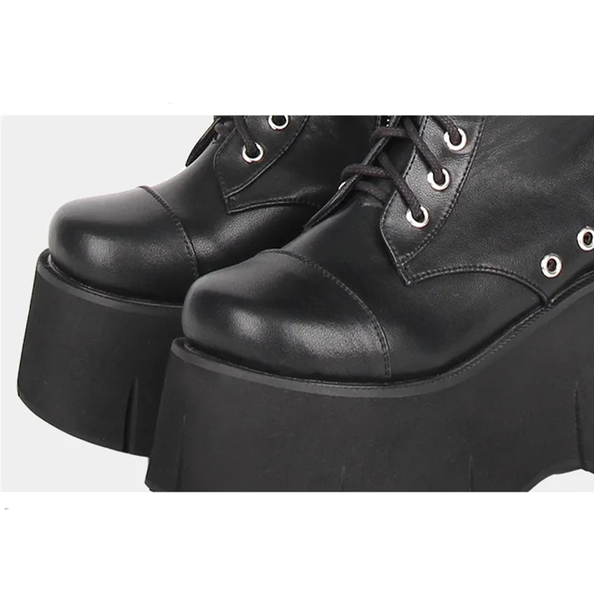 Funki Findz | Boots | Women's Goth Zip Buckle Motorcycle Boot