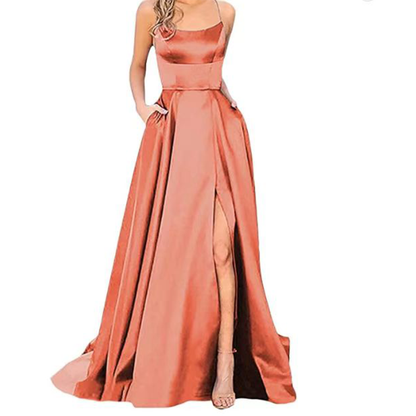 Funki Findz | Dresses | Women's Elegant Long Satin Prom Dress