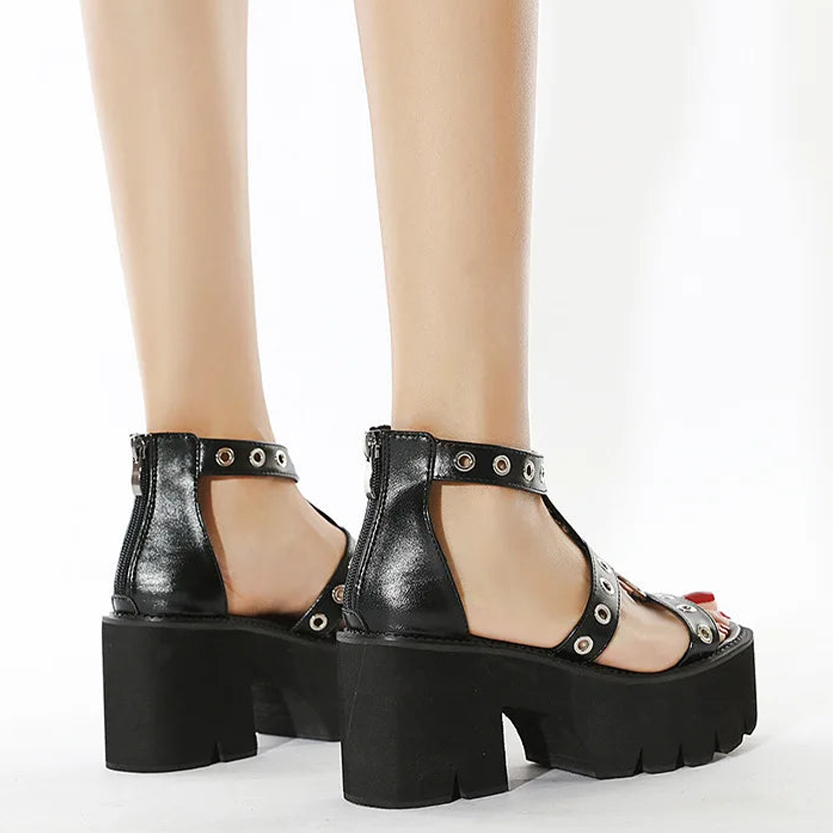 Funki Findz | Shoes | Women's Gothic Rivet Ring Platform Sandal