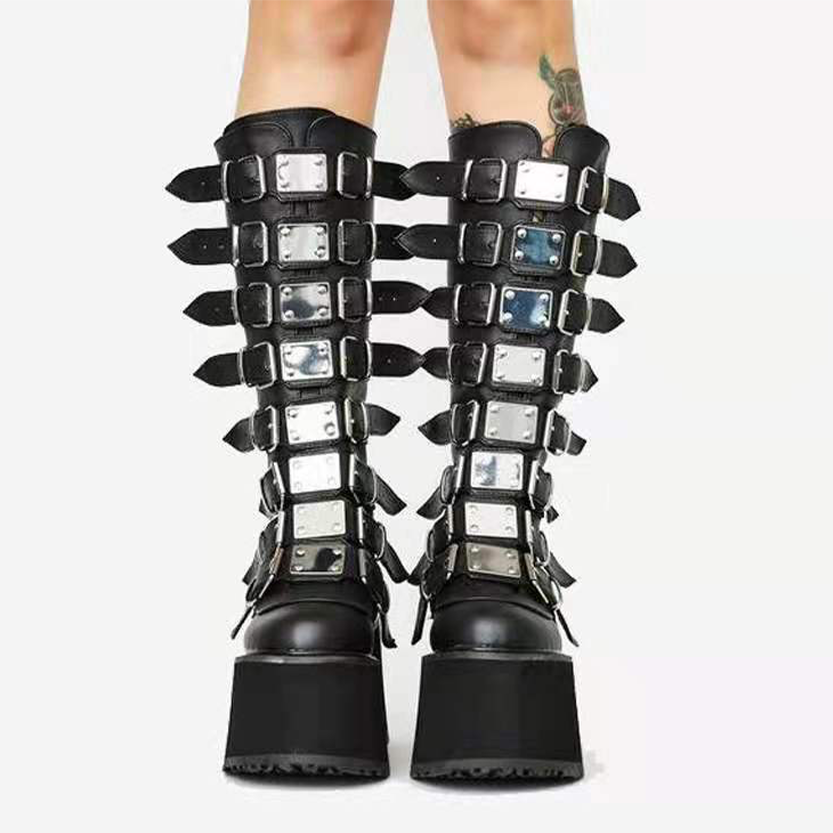 Funki Findz | Boots | Women's Punk Buckle Strap Platform Boots