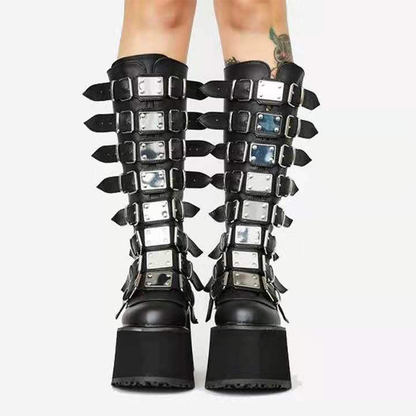 Funki Findz | Boots | Women's Punk Buckle Strap Platform Boots