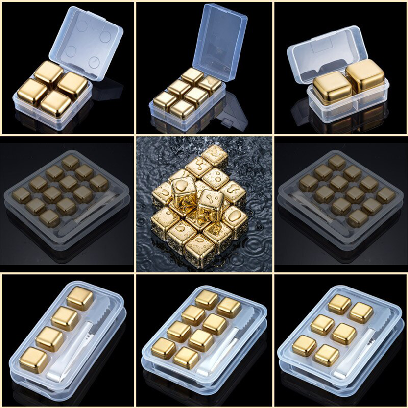 Funki Findz | Whisky Stones | Gold Stainless Steel Ice Cube Sets