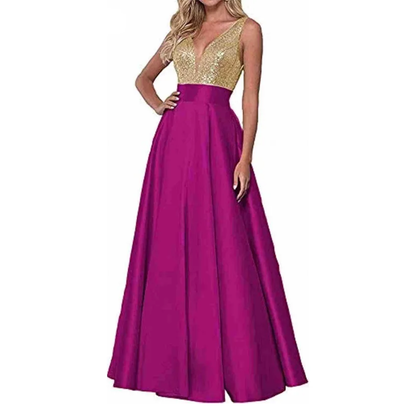 Funki Findz | Dresses | Women's Satin Sequin Evening Dress