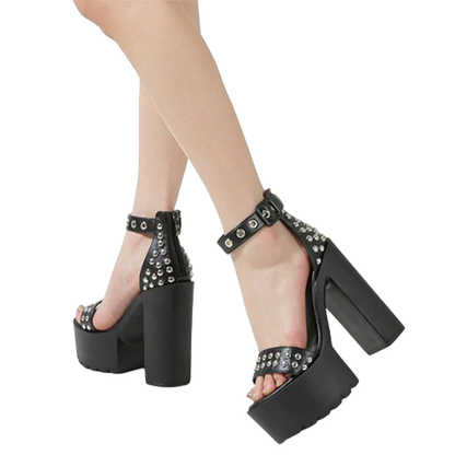 Funki Findz | Shoes | Women's Goth Rivet Dress Platform Sandal
