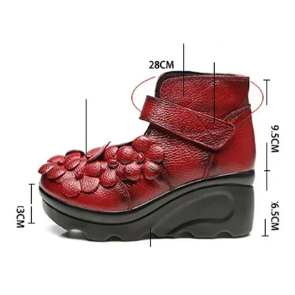 Funki Findz | Shoes | Women's Cute Red Flower Leather Wedges