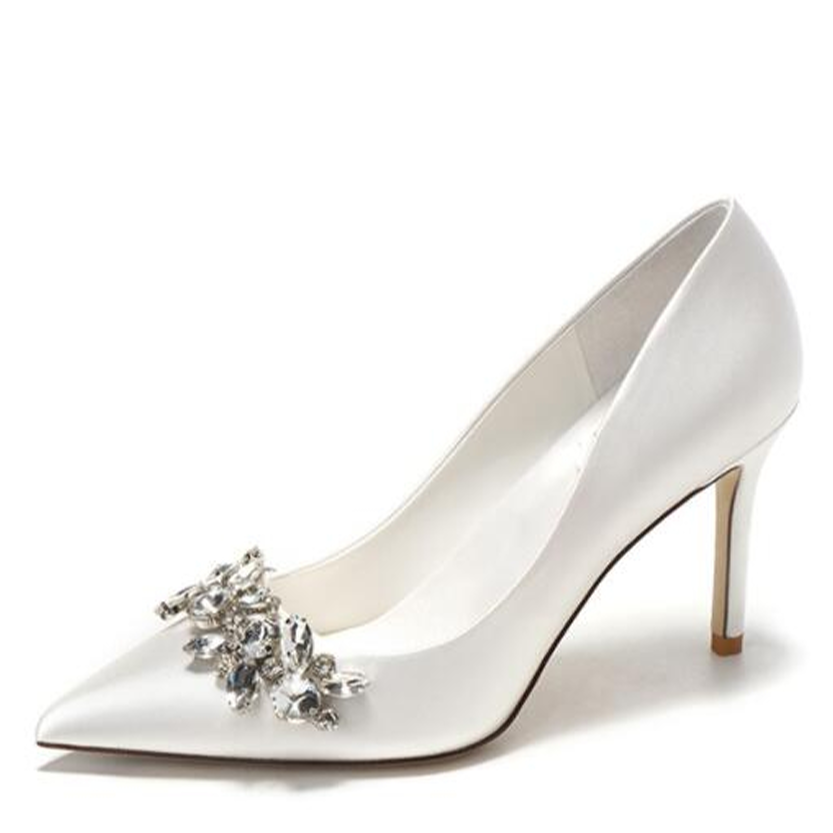 Funki Findz | Shoes | Women's Satin Crystal Wedding Pumps