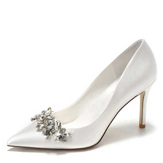 Funki Findz | Shoes | Women's Satin Crystal Wedding Pumps