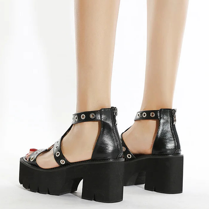 Funki Findz | Shoes | Women's Gothic Rivet Ring Platform Sandal