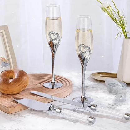Funki Findz | Glasses | Wedding Champagne Flutes Cake Set x 4