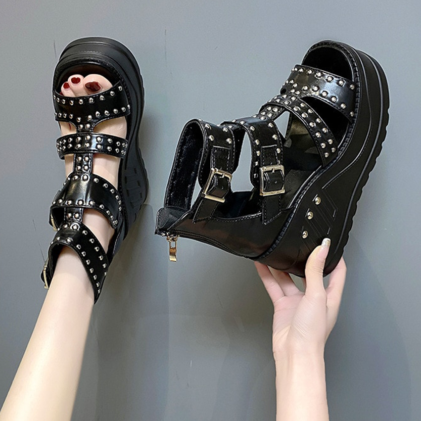 Funki Findz | Shoes | Women's Riveted Platform Wedge Sandals
