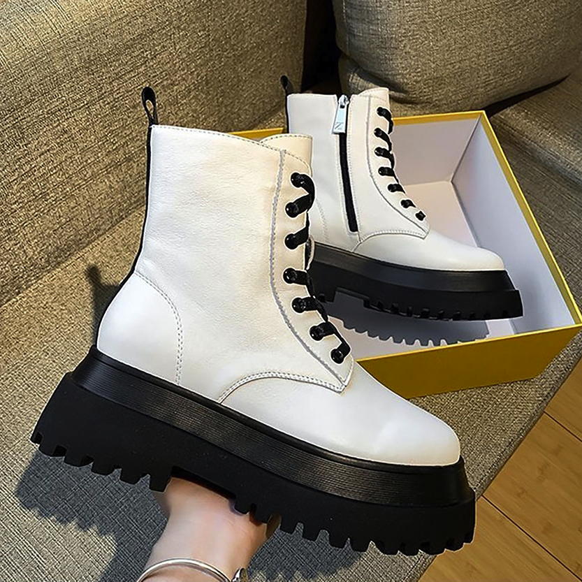Funki Findz | Boots | Women's White Platform Ankle Boots