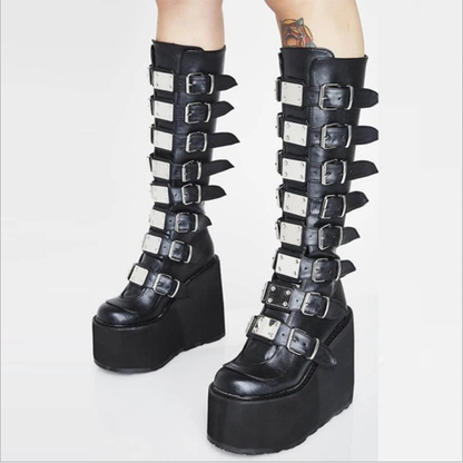 Funki Findz | Boots | Women's Punk Buckle Strap Platform Boots