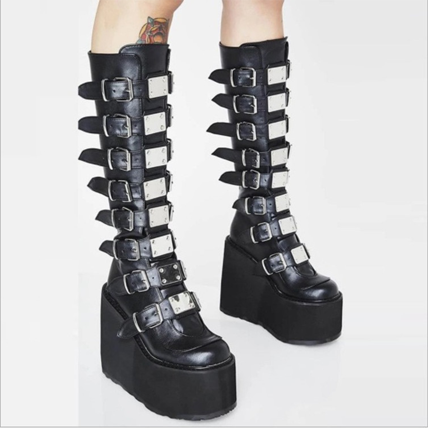 Funki Findz | Boots | Women's Punk Buckle Strap Platform Boots
