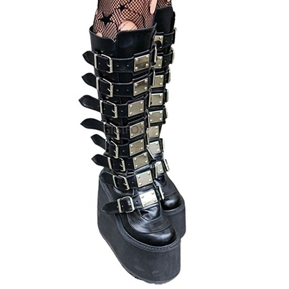 Funki Findz | Boots | Women's High Platform Wedge Buckle Boot