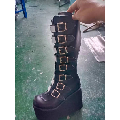 Funki Findz | Boots | Women's Punk Buckle Strap Platform Boots