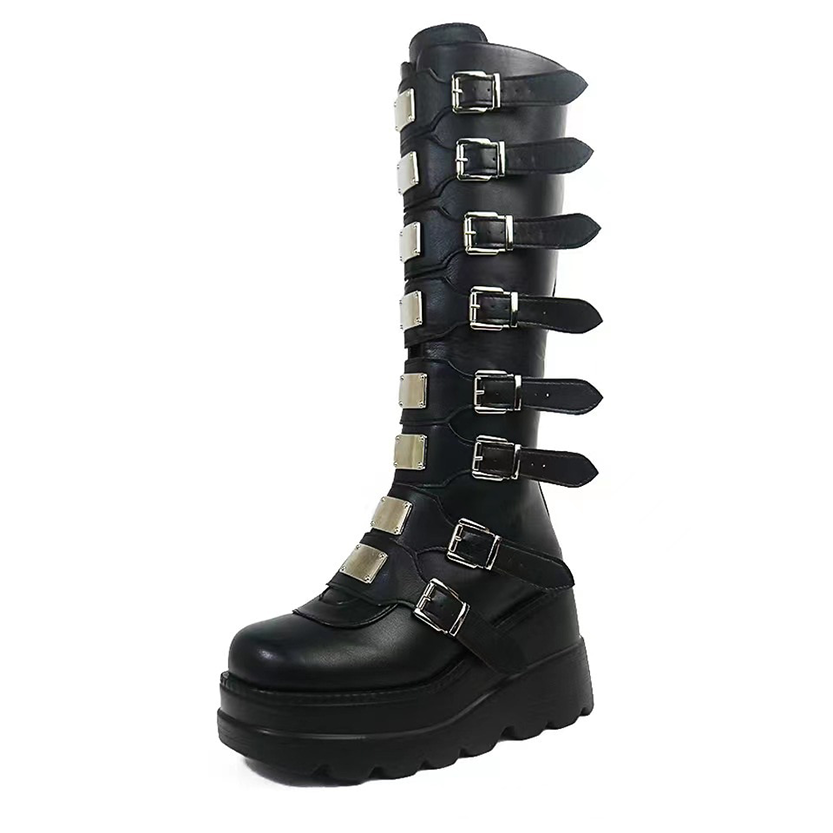 Funki Findz | Boots | Women's Punk Buckle Strap Platform Boots