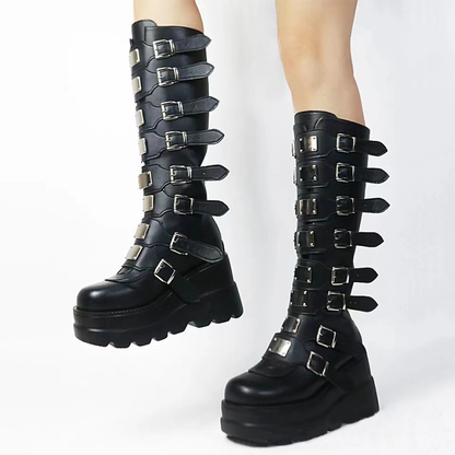 Funki Findz | Boots | Women's Punk Buckle Strap Platform Boots