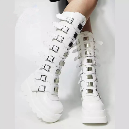 Funki Findz | Boots | Women's Punk Buckle Strap Platform Boots