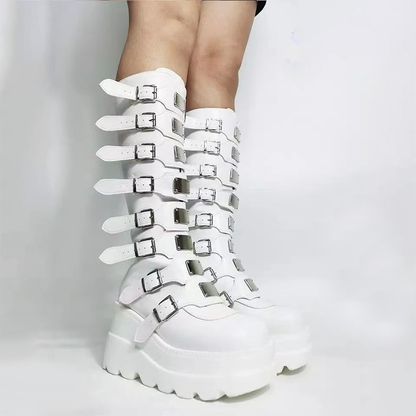 Funki Findz | Boots | Women's Punk Buckle Strap Platform Boots